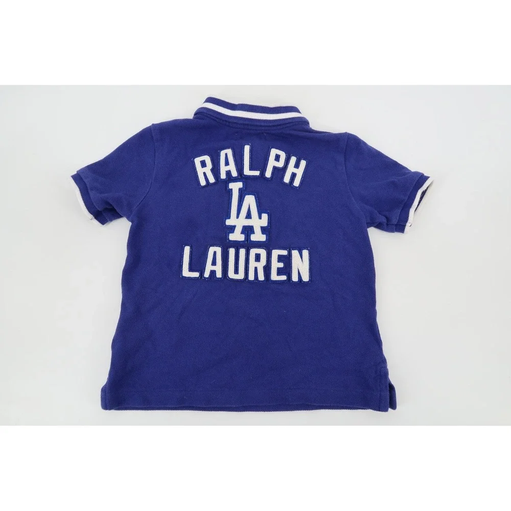 Ralph Lauren Polo Shirt Toddler 24M Blue LA Dodgers MLB Embroidered Short Sleeve